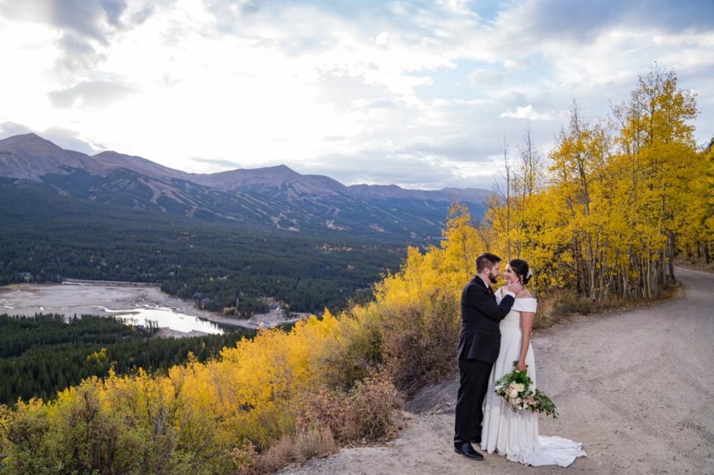 couple getting married in fall at Boreas Pass in Breckenridge