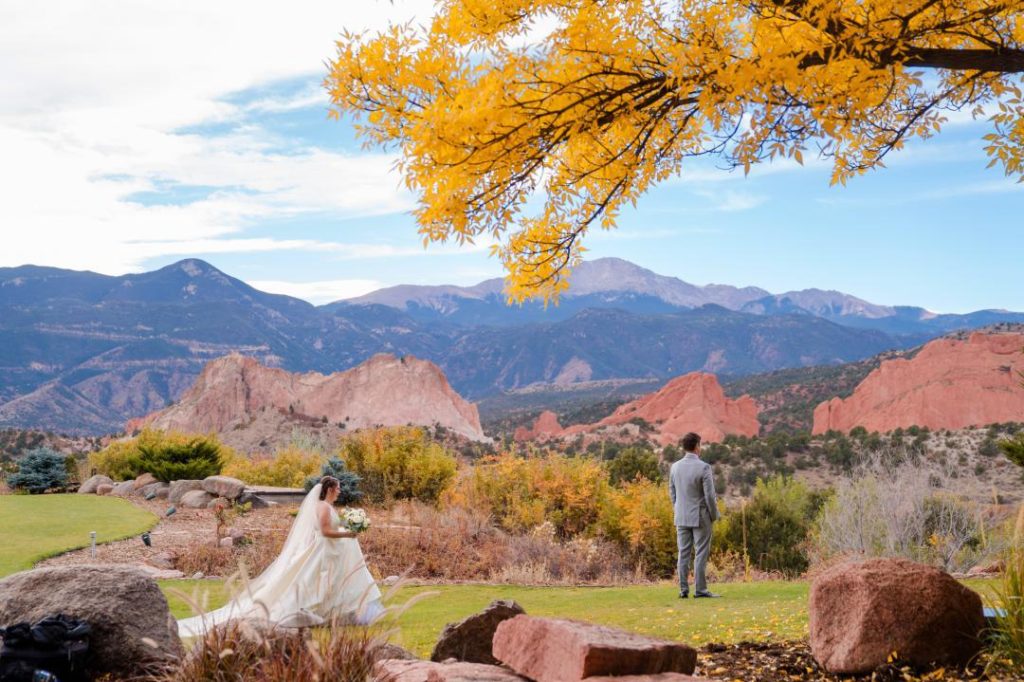 first look at wedding at Garden of the Gods Resort