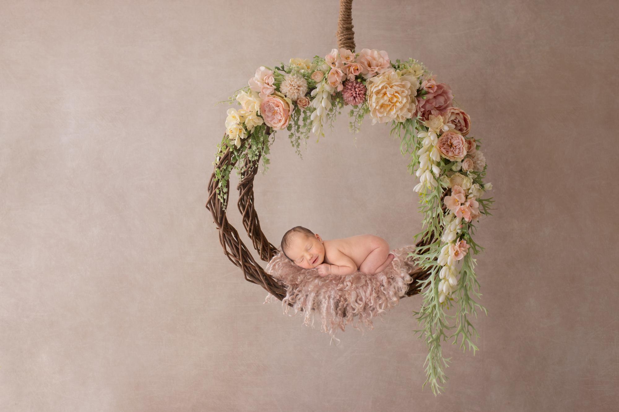 Newborn Floral Swing Photos